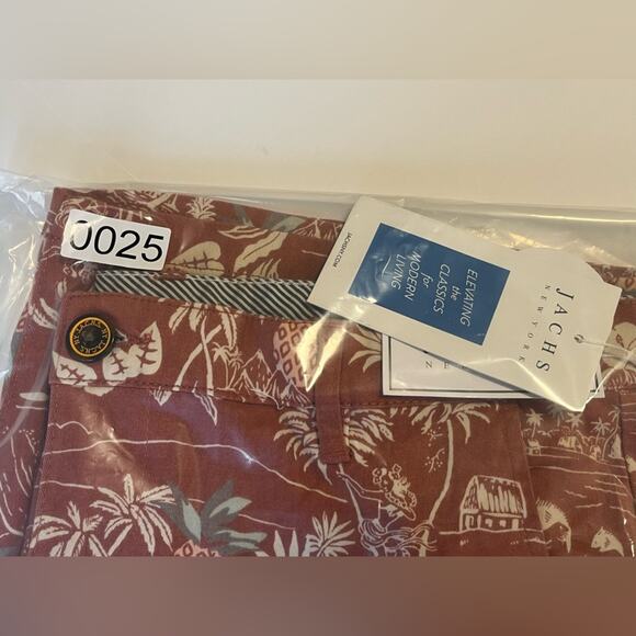 NWT Jachs NY Classic Khaki Twill Hawaii Print Bleecker Shorts - 32" Waist - Picture 8 of 8
